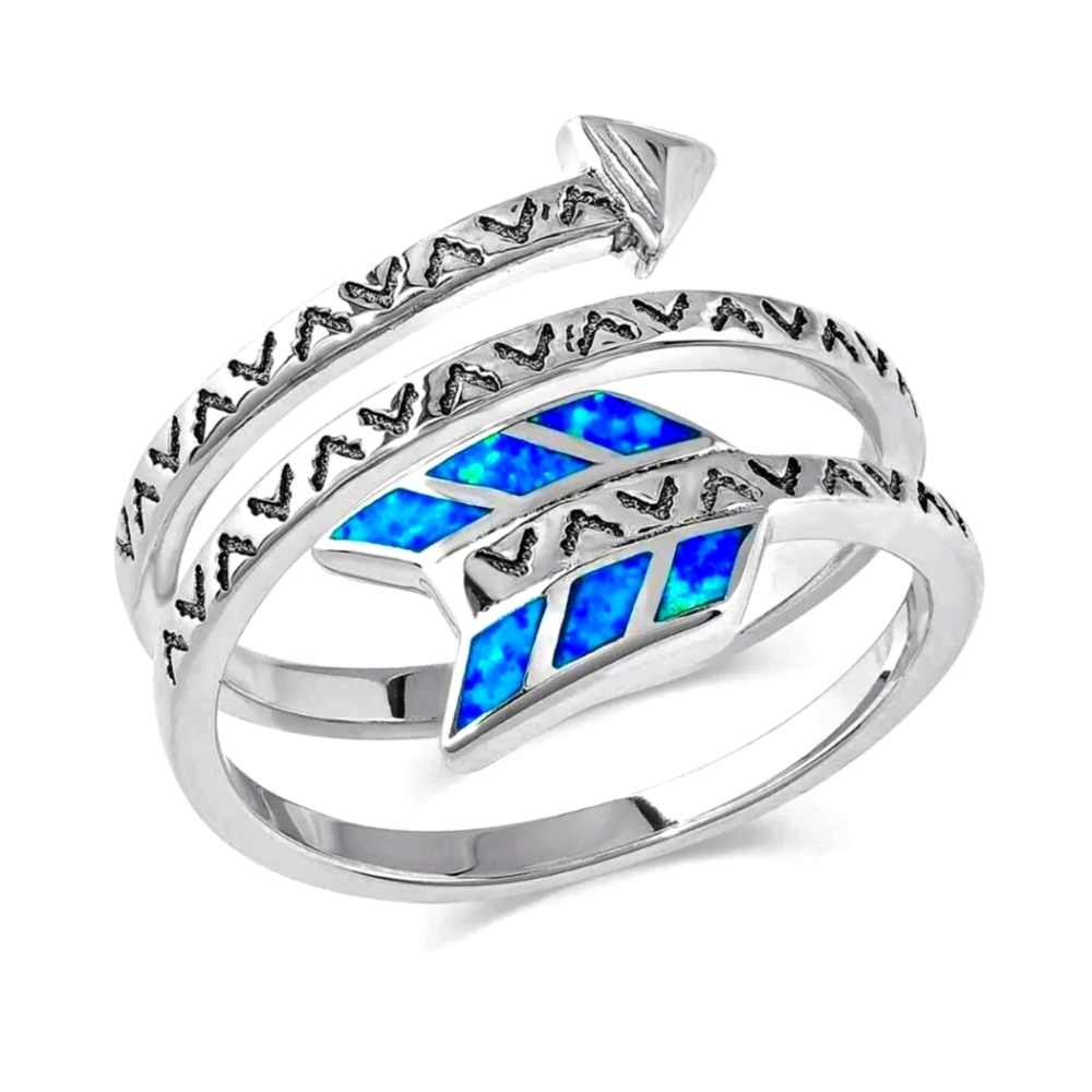 Montana Silversmiths Sky Fletched Arrow Opal Ring  Size 7 NEW!